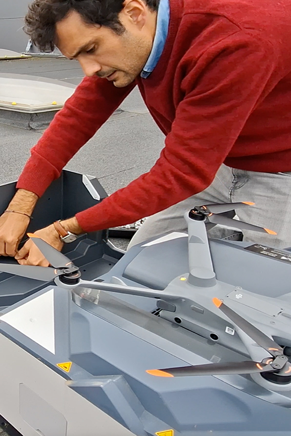 Man working on the drone